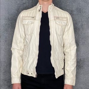 OFF WHITE FAUX LEATHER JACKET / Size Small